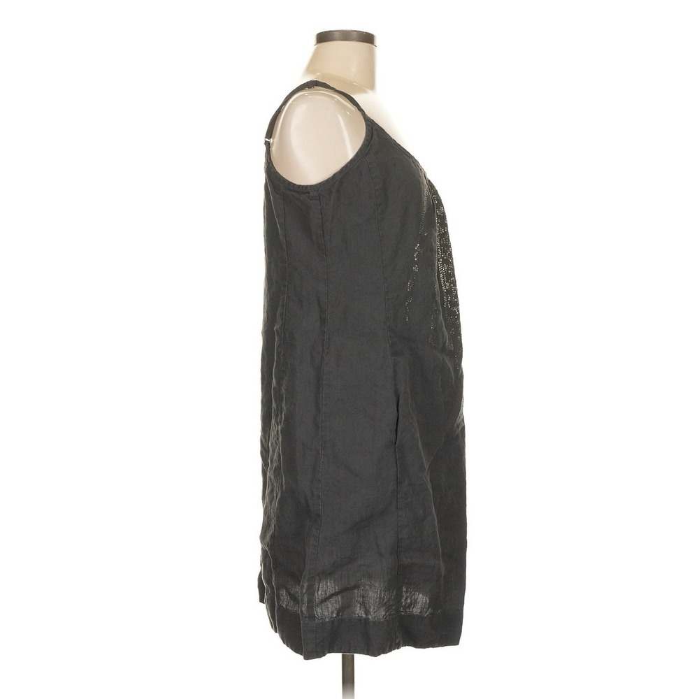 Eileen Fisher Beaded Cami Dress M Gray Sleeveless Linen Layering Organic Capsule - Picture 4 of 9